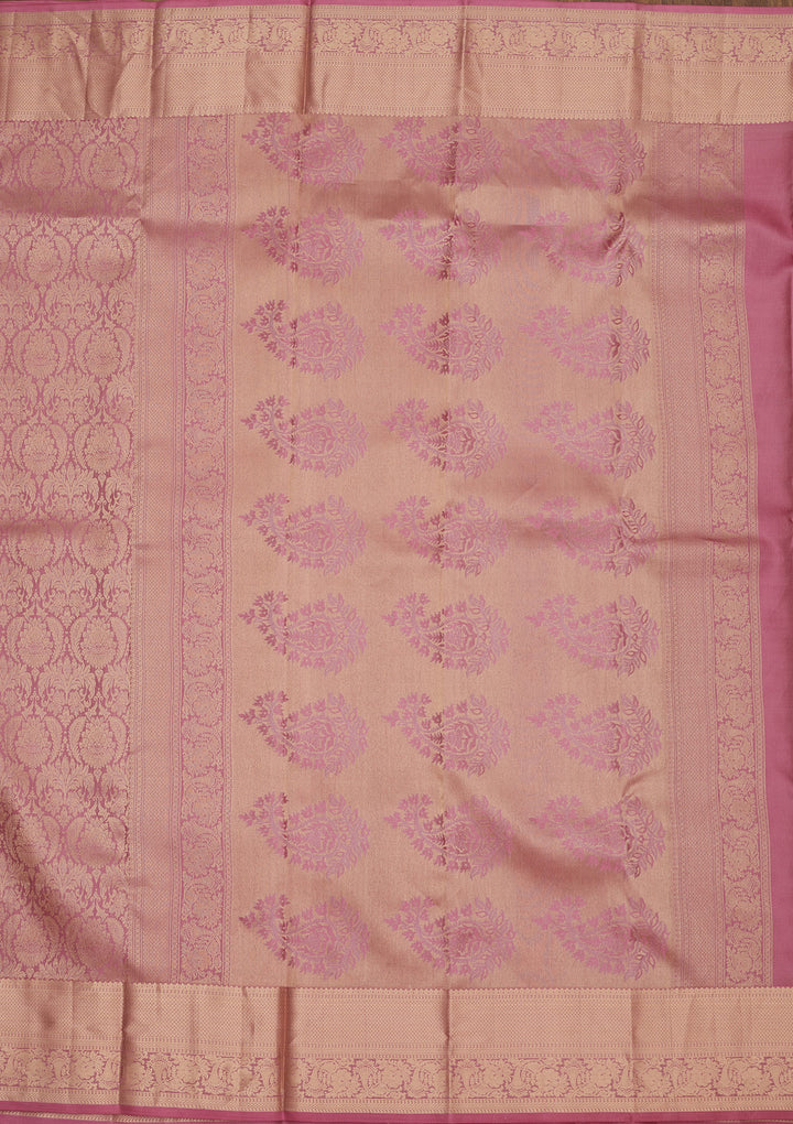 Onion Pink Zariwork Pure Silk Saree