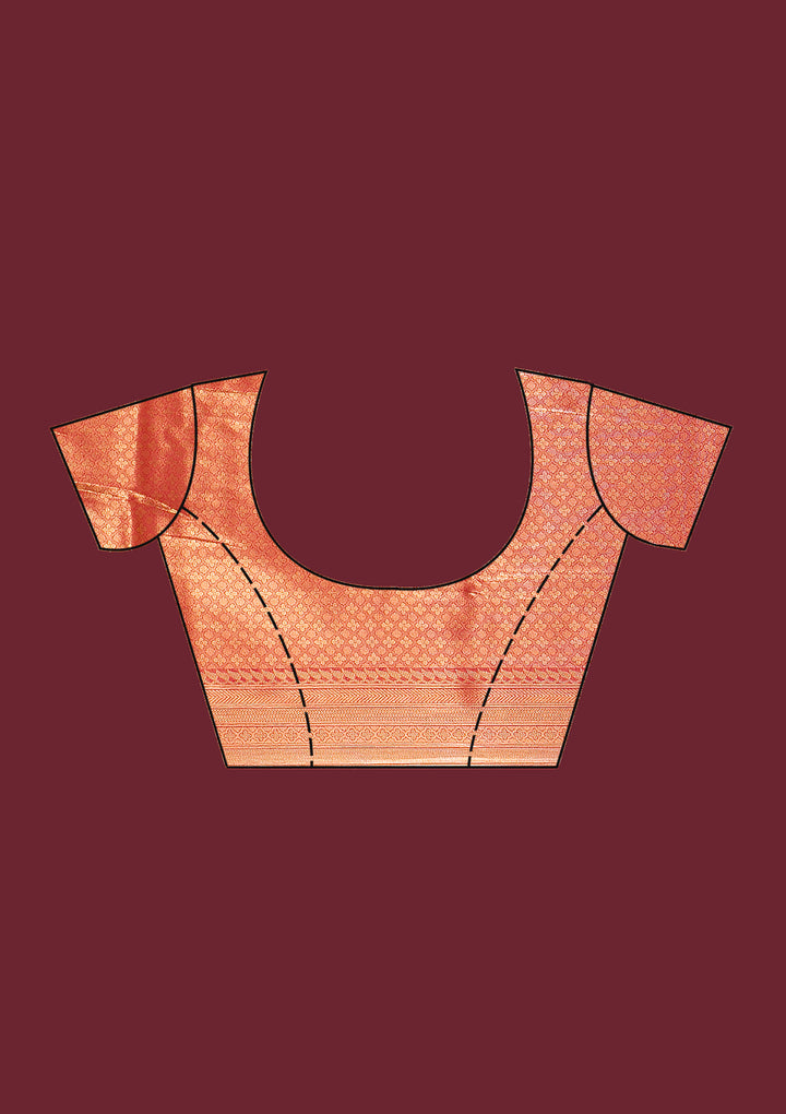 Onion Pink Silk Stripes Gold Zariwork Saree With Matching Blouse Piece