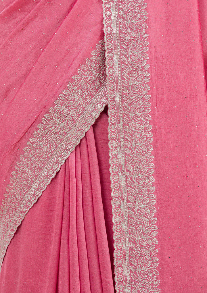 Onion Pink Zariwork Soft Silk Saree