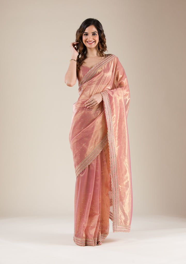 Mauve Zariwork Organza Saree