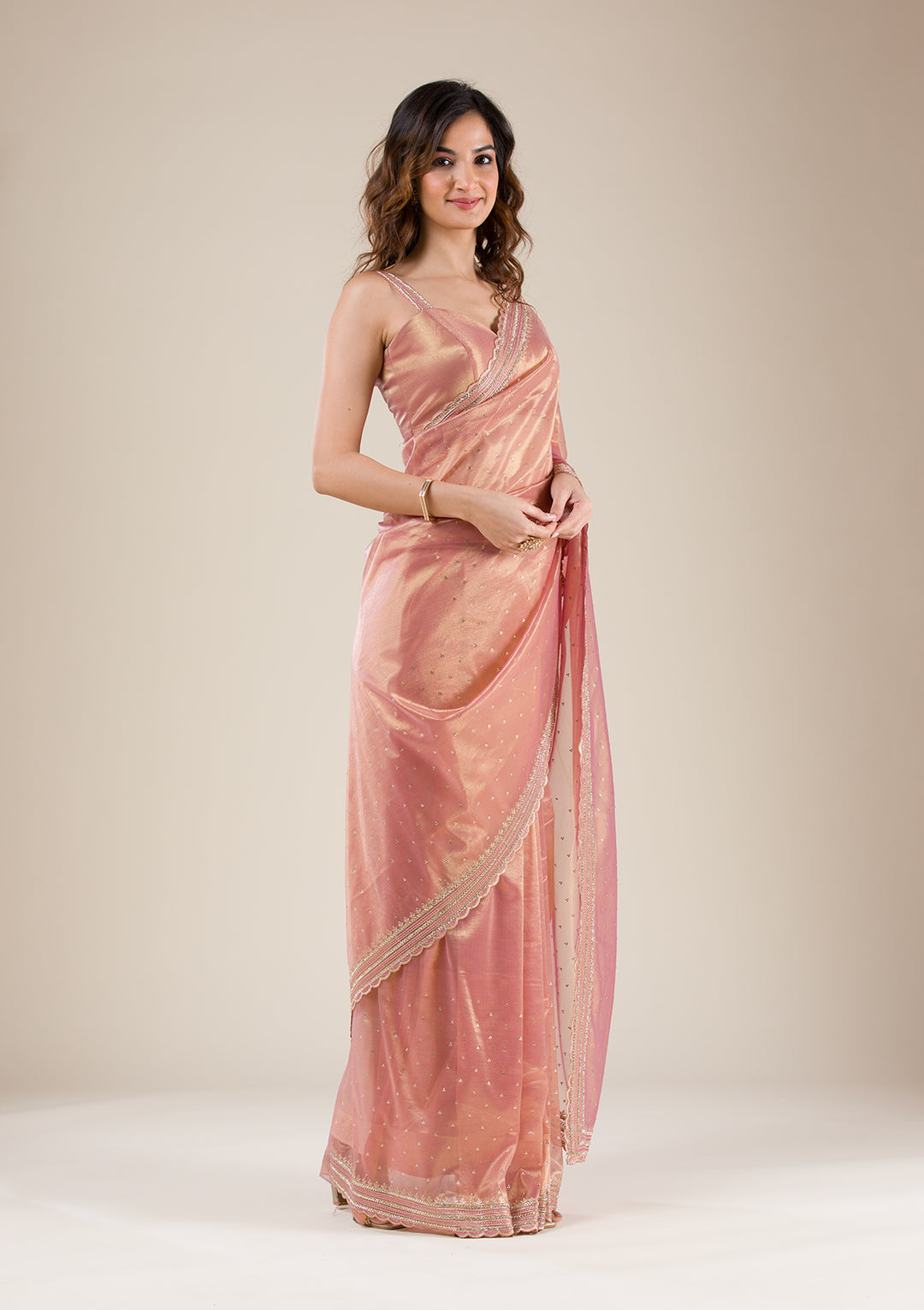 Mauve Zariwork Organza Saree