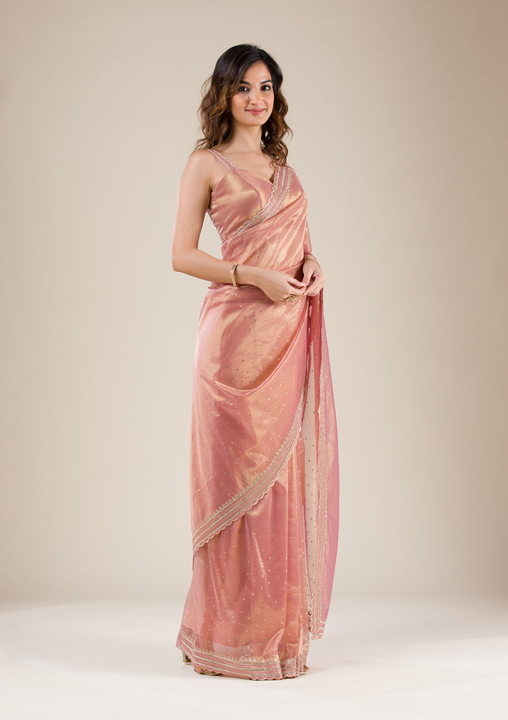 Mauve Zariwork Organza Saree
