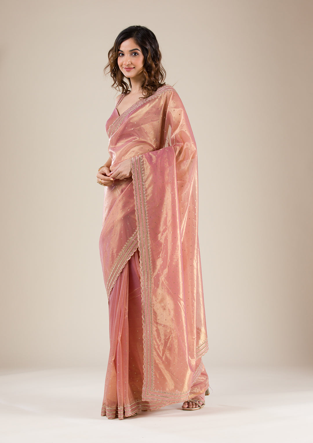 Mauve Zariwork Organza Saree