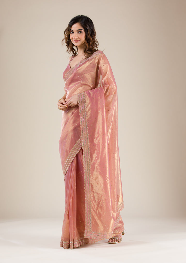 Mauve Zariwork Organza Saree