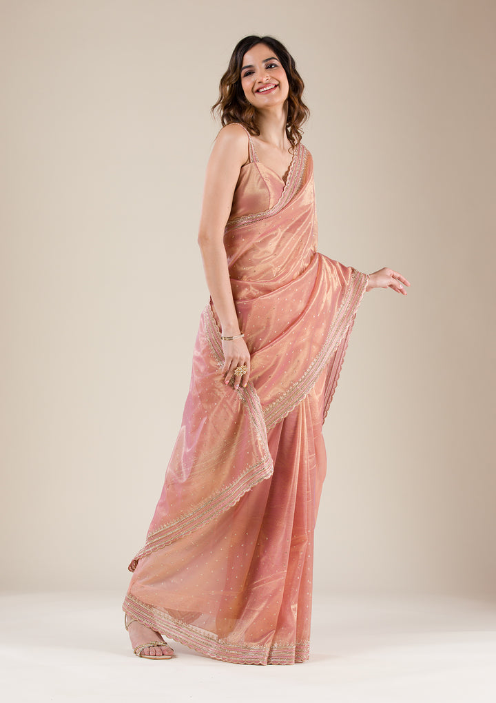 Mauve Zariwork Organza Saree