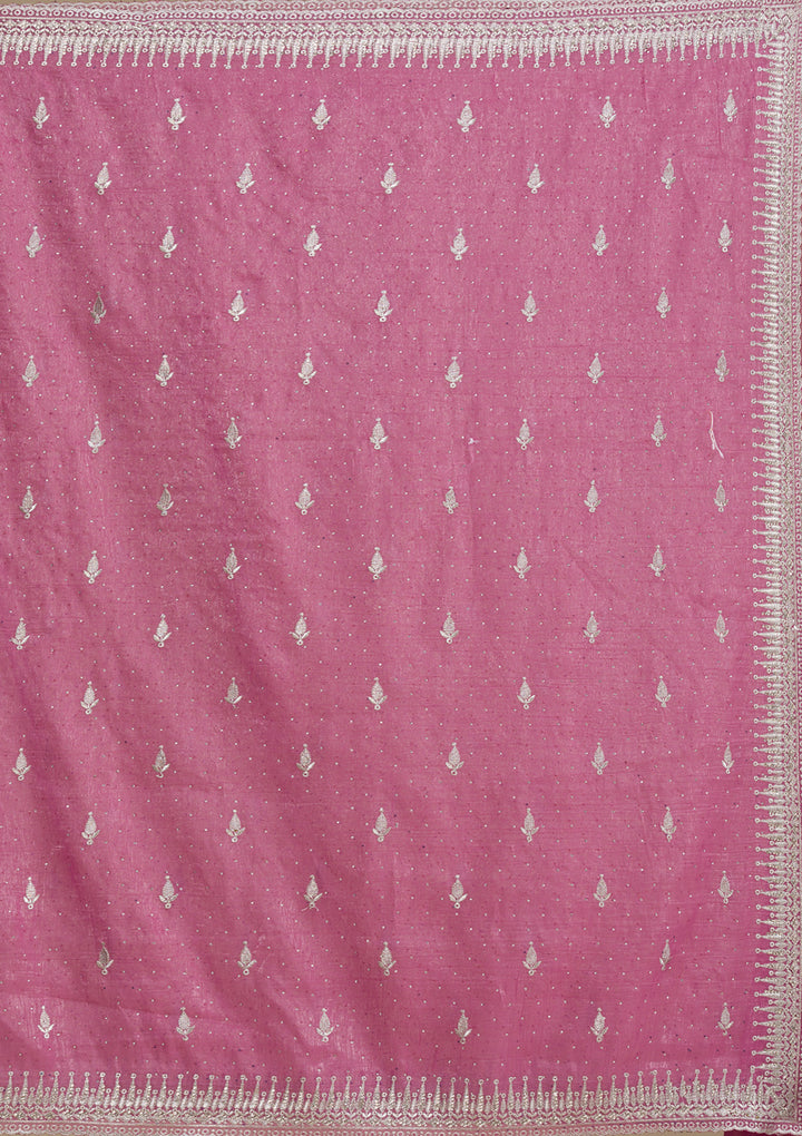 Onion Pink Zariwork Tissue Saree