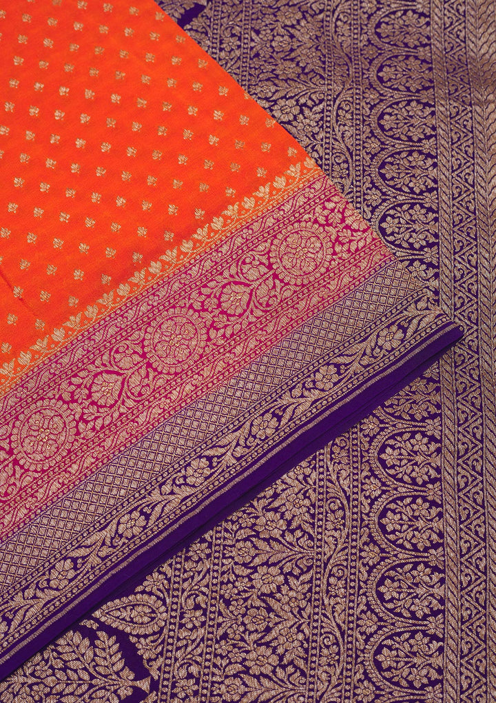 Orange Zariwork Pure Silk Saree