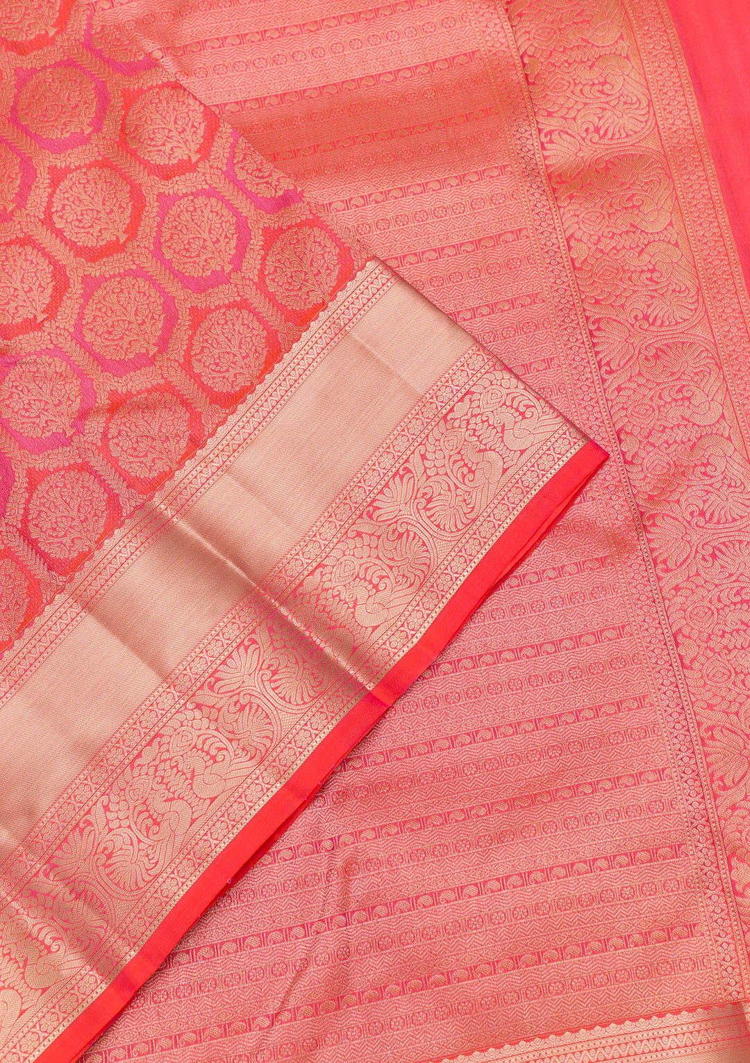 Orange Zariwork Kanjivaram Pure Silk Saree