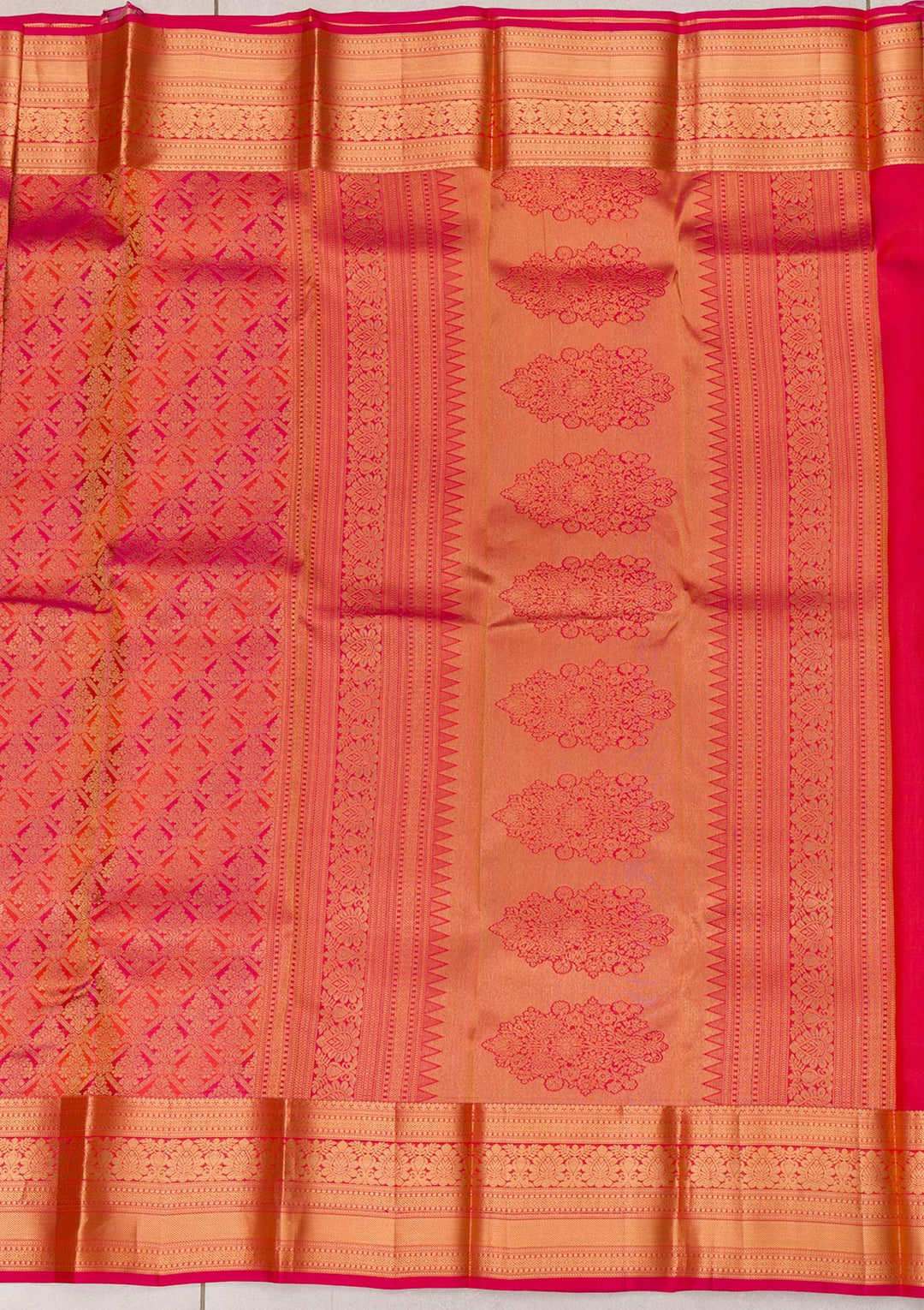 Orange Silk Jaal Gold Zariwork Saree With Matching Blouse Piece