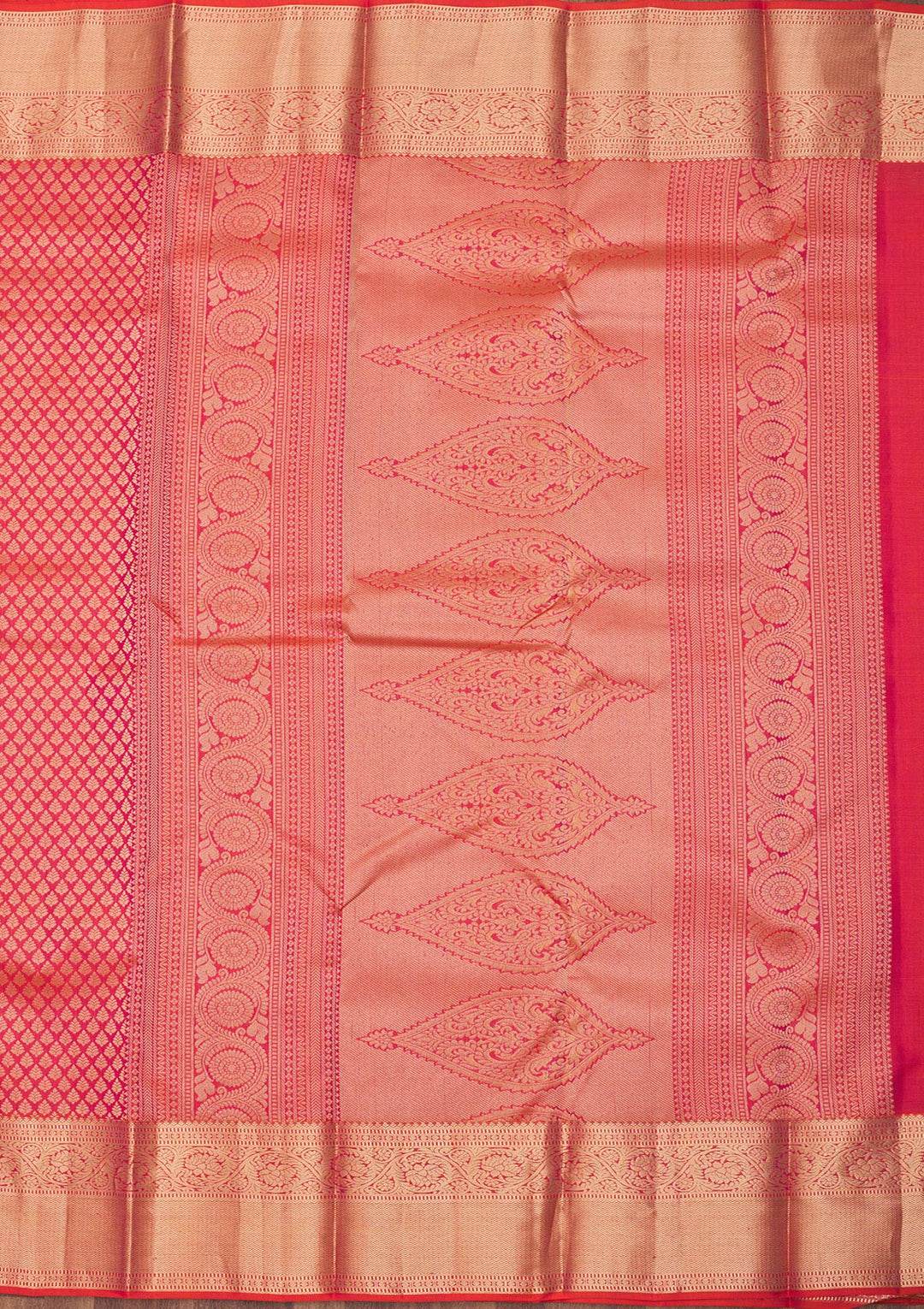 Orange Silk Jaal Gold Zariwork Saree With Matching Blouse Piece
