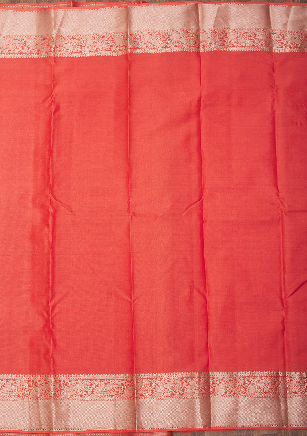 Orange Pure Silk Jaal Zariwork Saree With Matching Blouse Piece