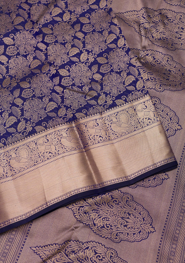 Royal Blue Zariwork Pure Silk Saree