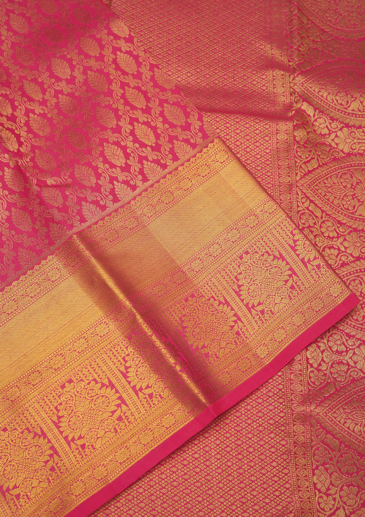 Orange Silk Jaal Gold Zariwork Saree With Matching Blouse Piece