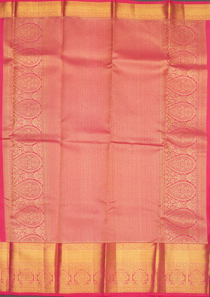 Orange Silk Jaal Gold Zariwork Saree With Matching Blouse Piece