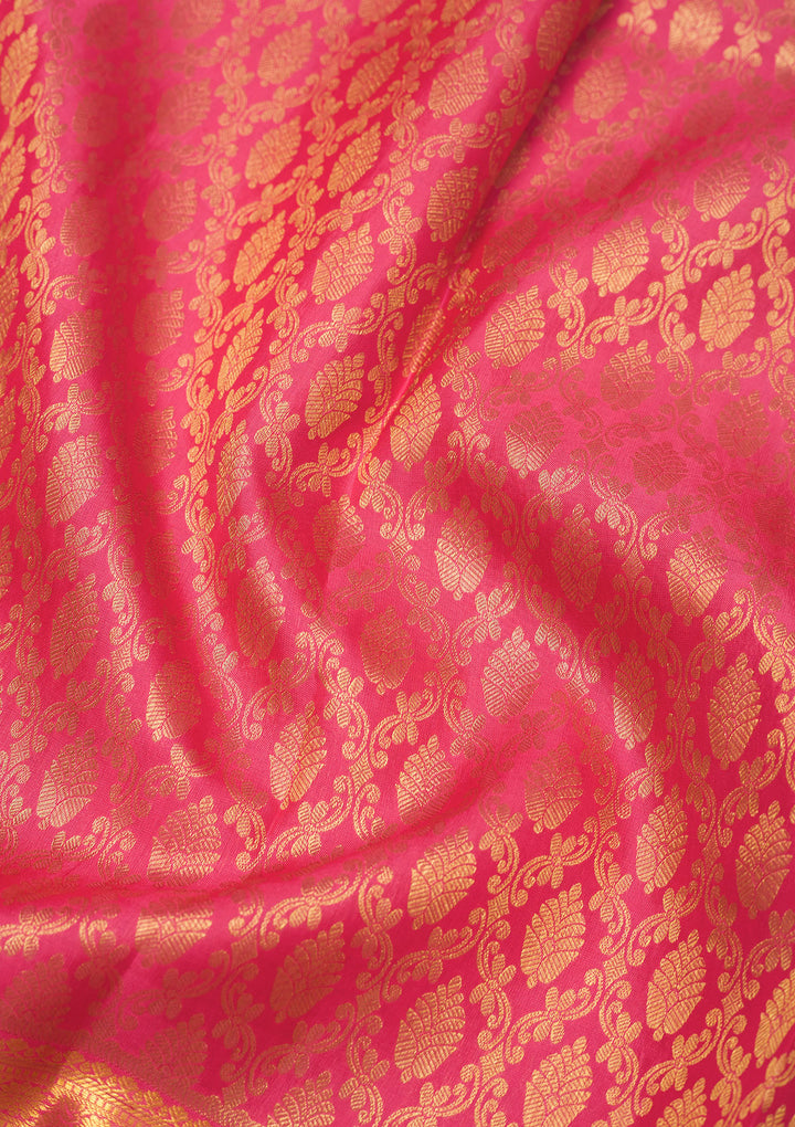 Orange Silk Jaal Gold Zariwork Saree With Matching Blouse Piece