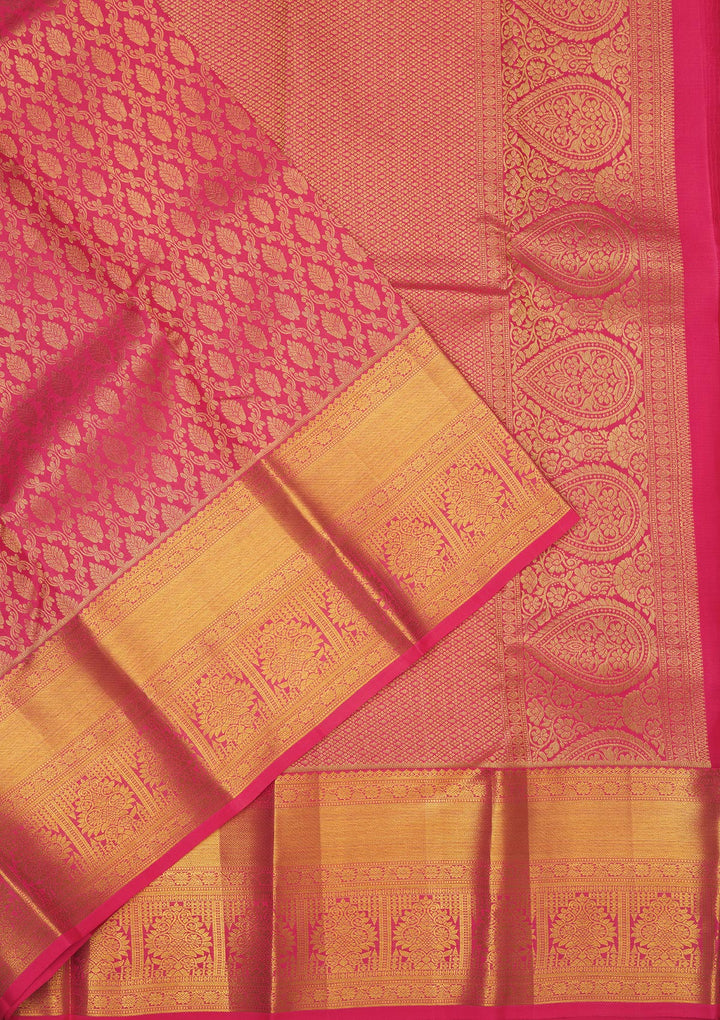 Orange Silk Jaal Gold Zariwork Saree With Matching Blouse Piece