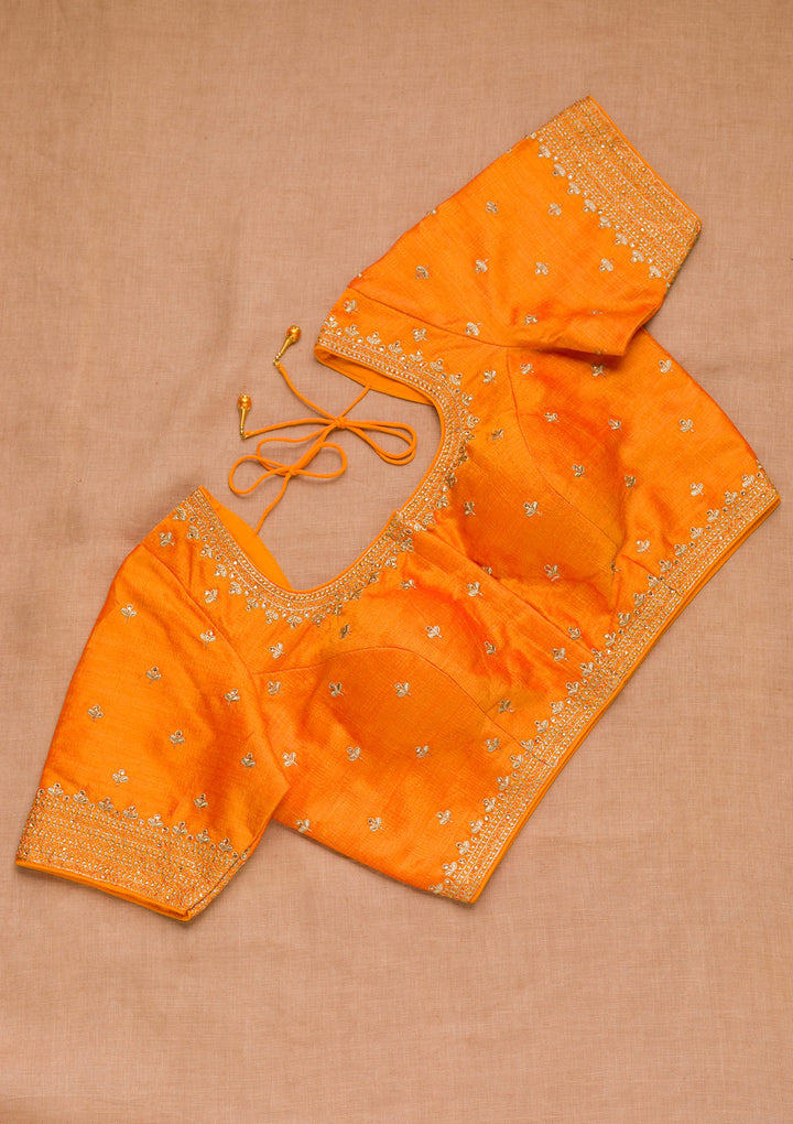 Orange Zariwork Raw Silk Blouse