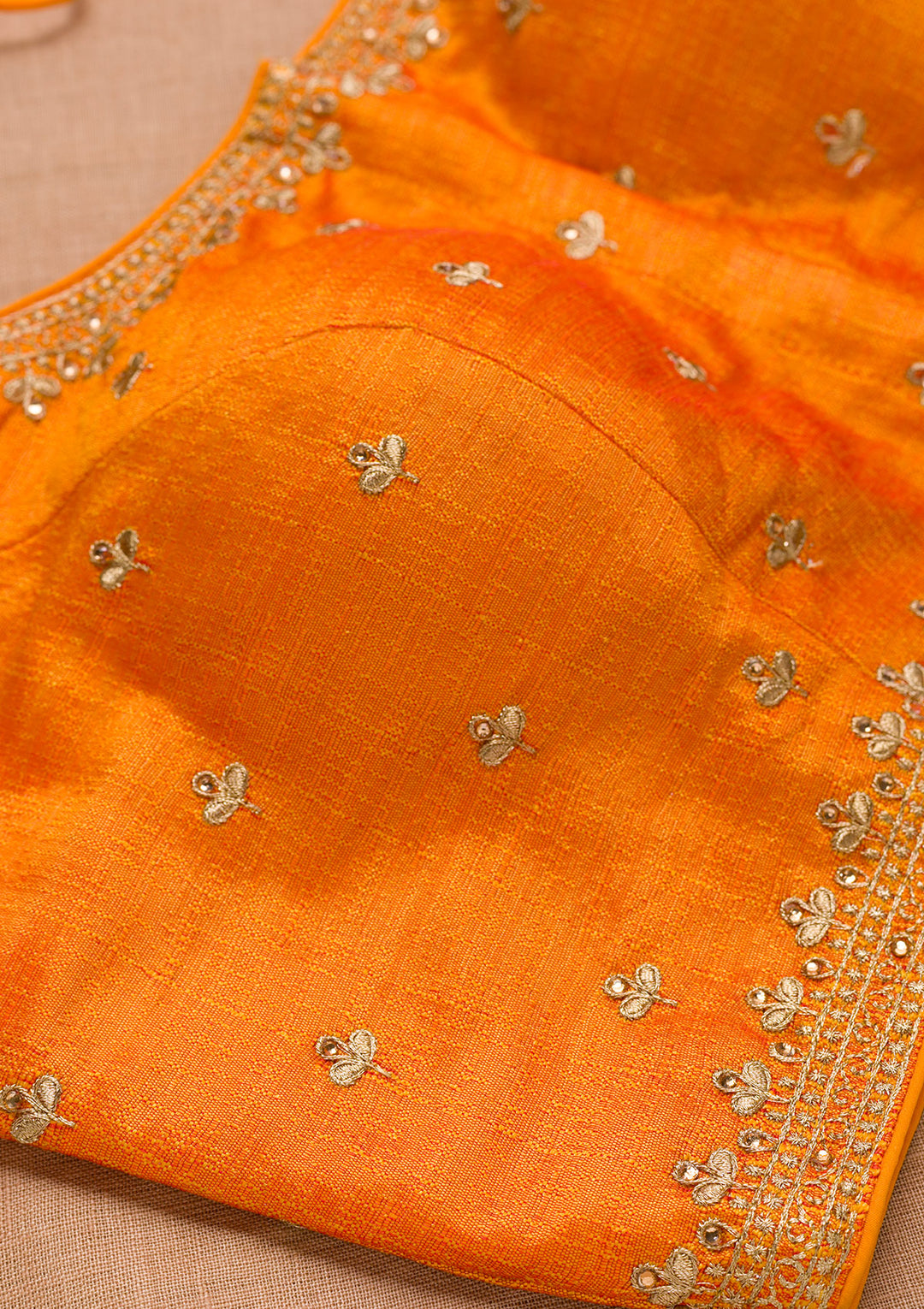 Orange Zariwork Raw Silk Blouse