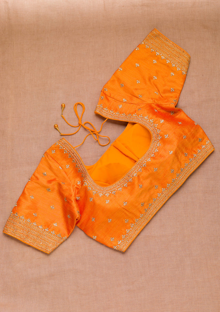 Orange Zariwork Raw Silk Blouse