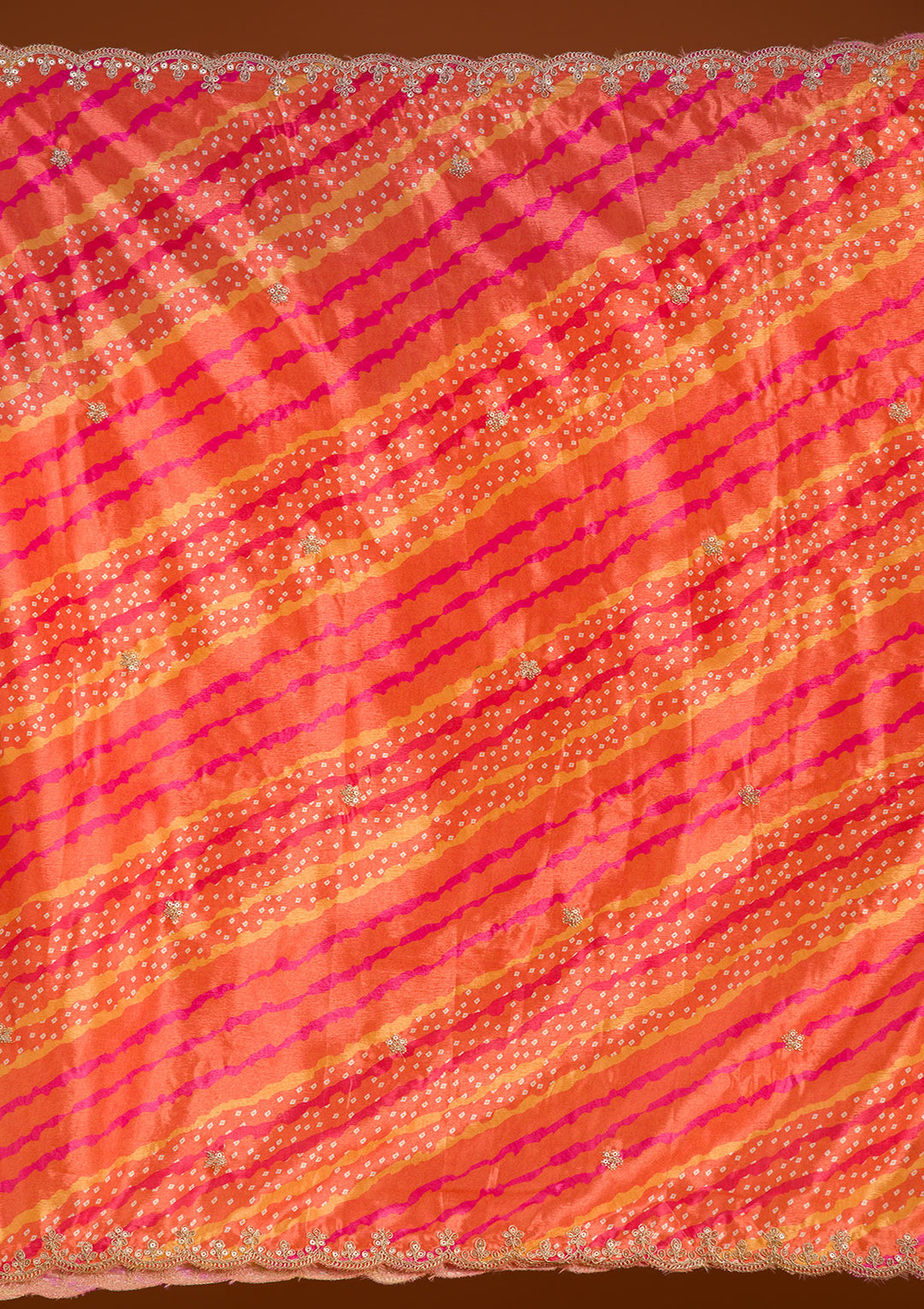 Orange Tissue Gold Zariwork Straight Kurta With Pant Regular And Dupatta