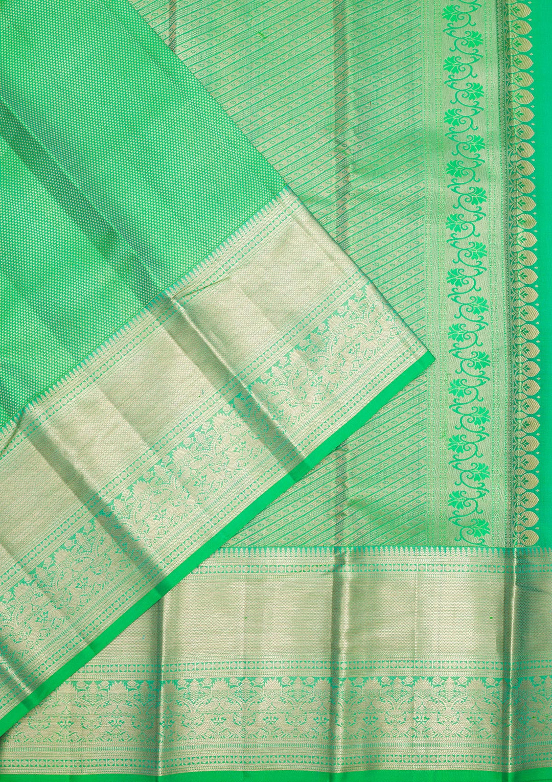 Parrot Green Zariwork Pure Silk Saree