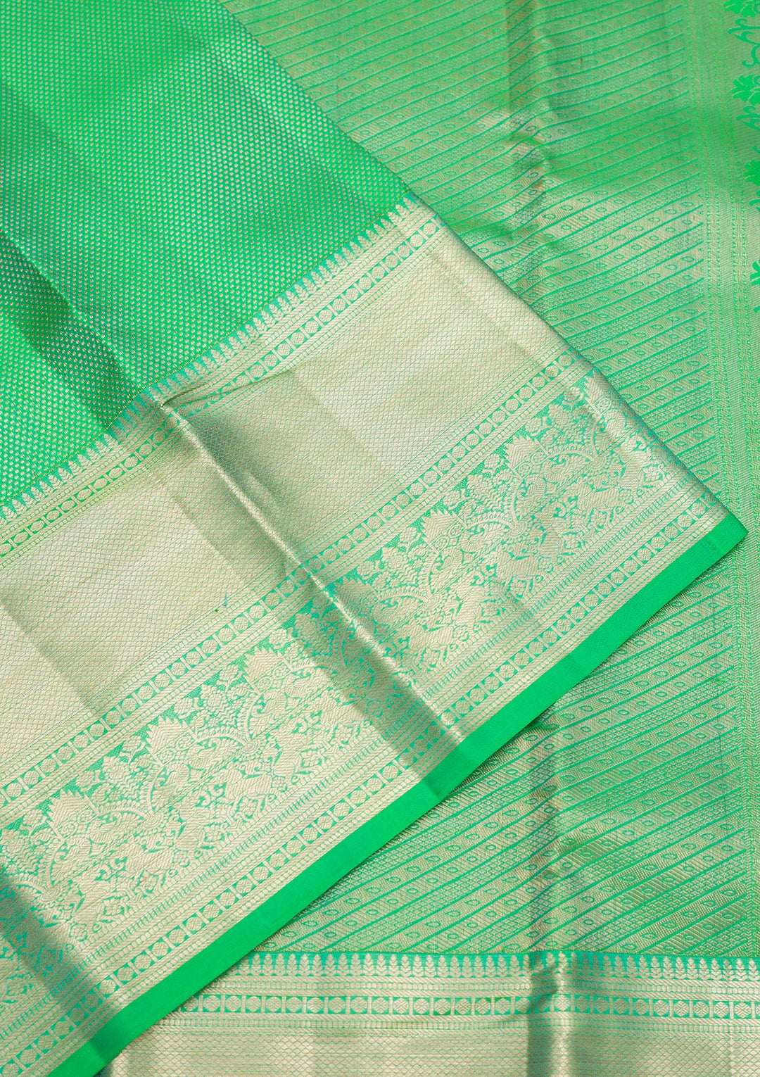 Parrot Green Zariwork Pure Silk Saree