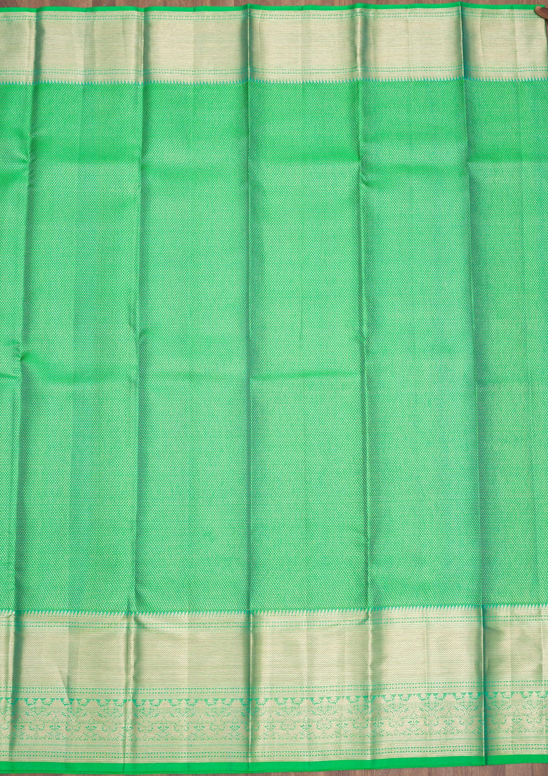 Parrot Green Zariwork Pure Silk Saree