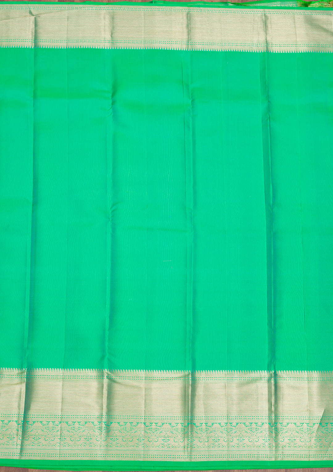 Parrot Green Zariwork Pure Silk Saree