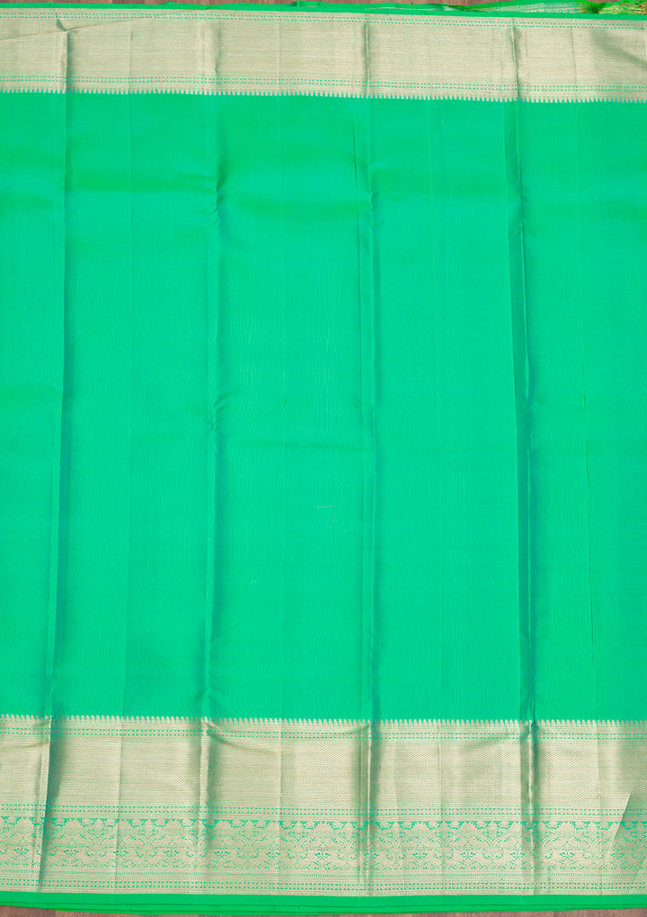 Parrot Green Zariwork Pure Silk Saree