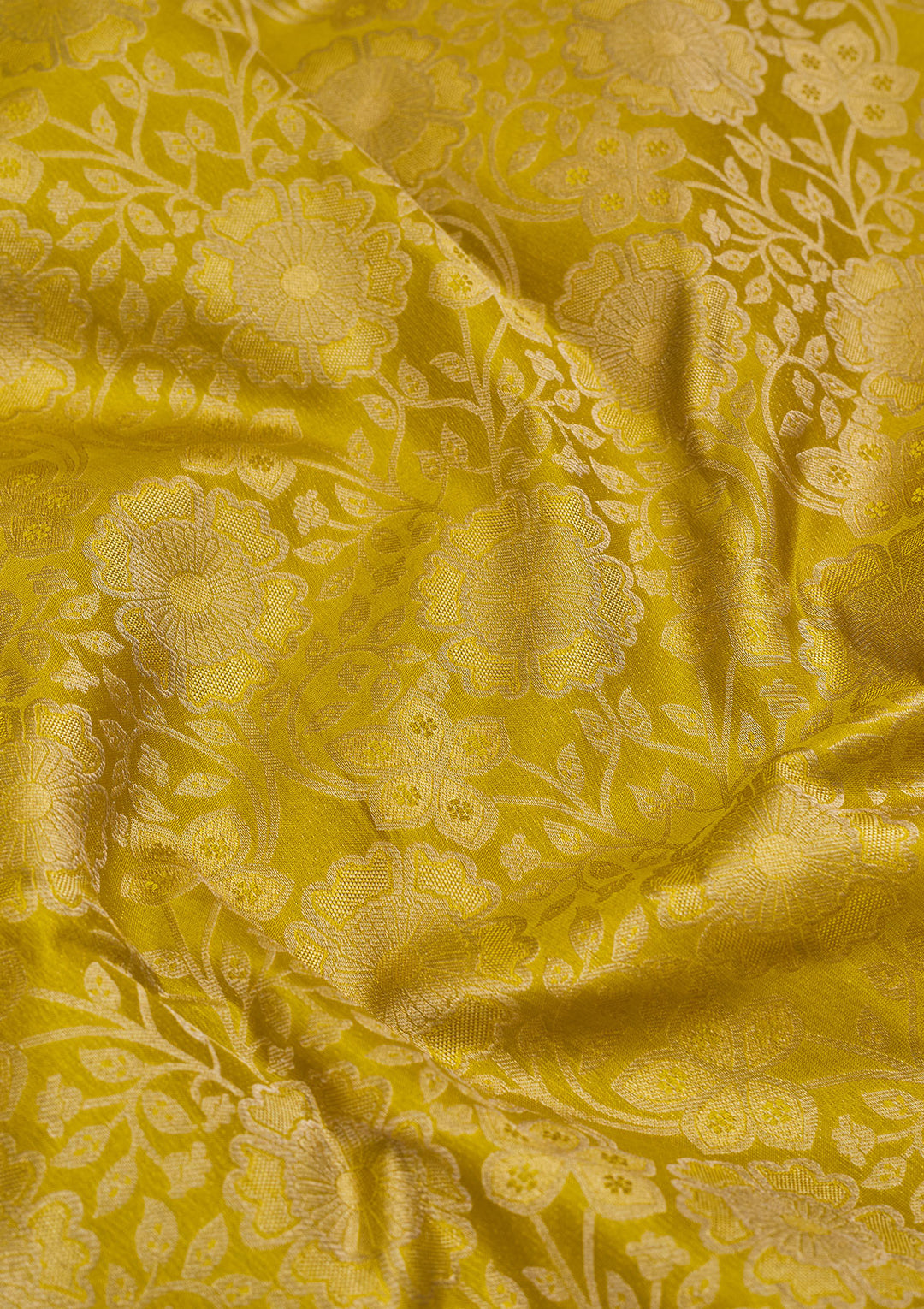 Parrot Green Silk Jaal Gold Zariwork Saree With Matching Blouse Piece