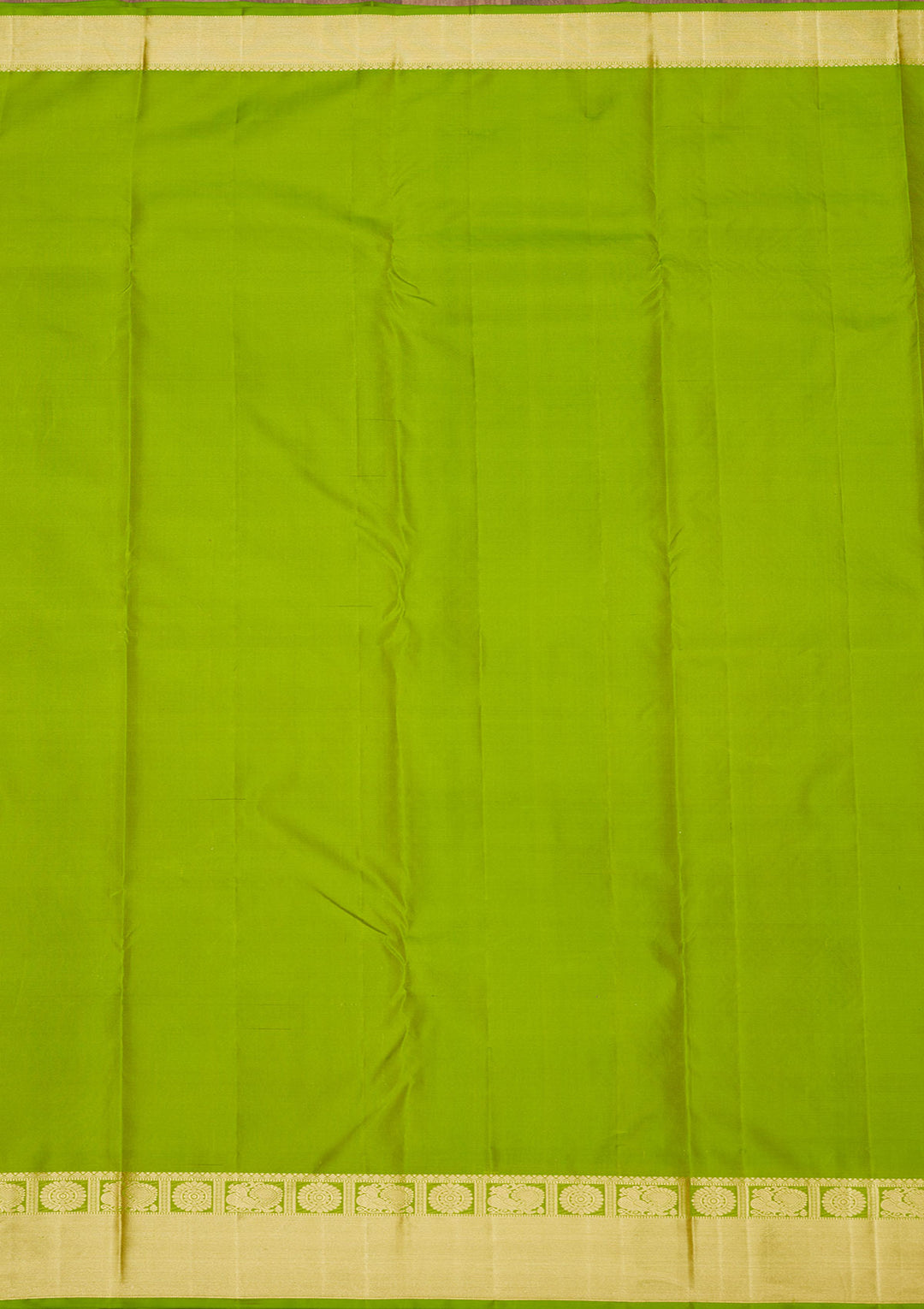 Parrot Green Silk Jaal Gold Zariwork Saree With Matching Blouse Piece