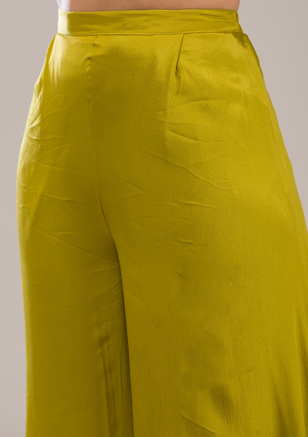 Parrot Green Zariwork Semi Crepe Readymade Salwar Suit