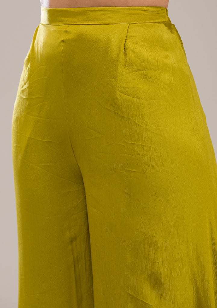 Parrot Green Zariwork Semi Crepe Readymade Salwar Suit