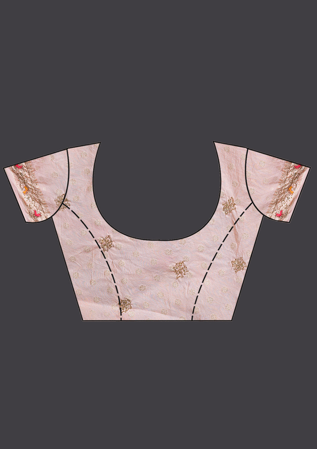 Peach Tissue Cutdana Saree With Matching Blouse Piece