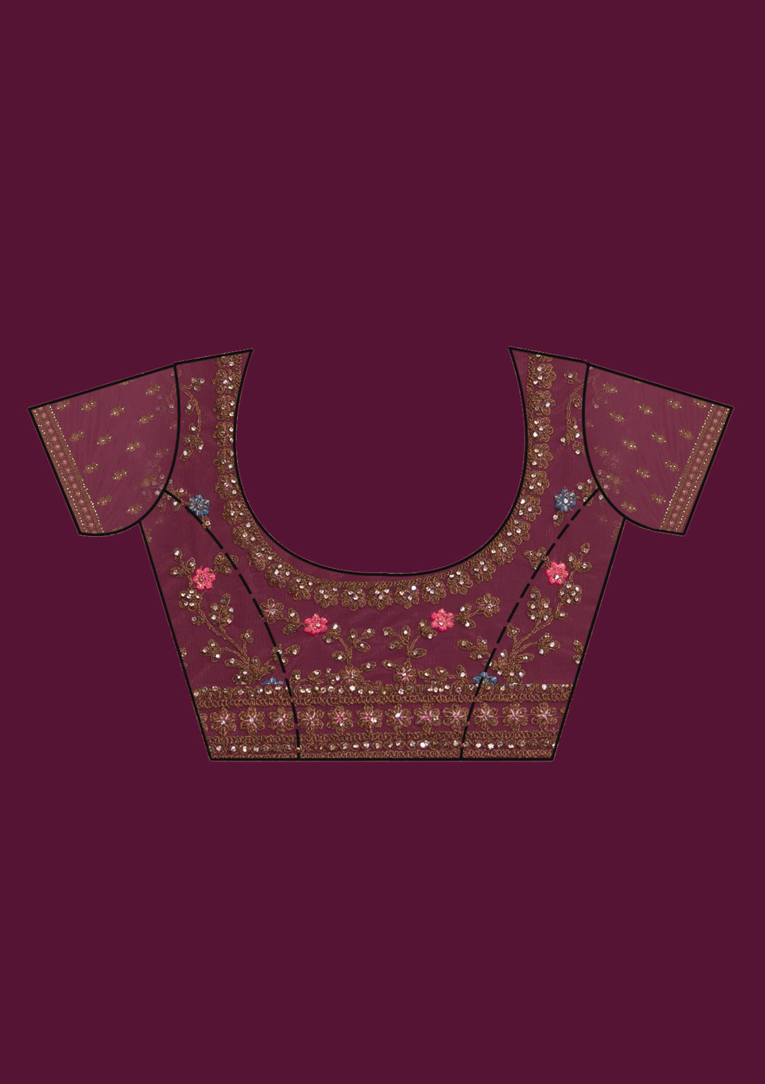 Peach Stonework Net Saree