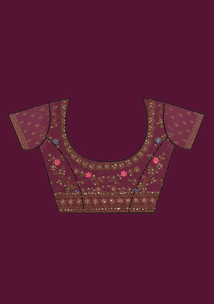 Peach Stonework Net Saree