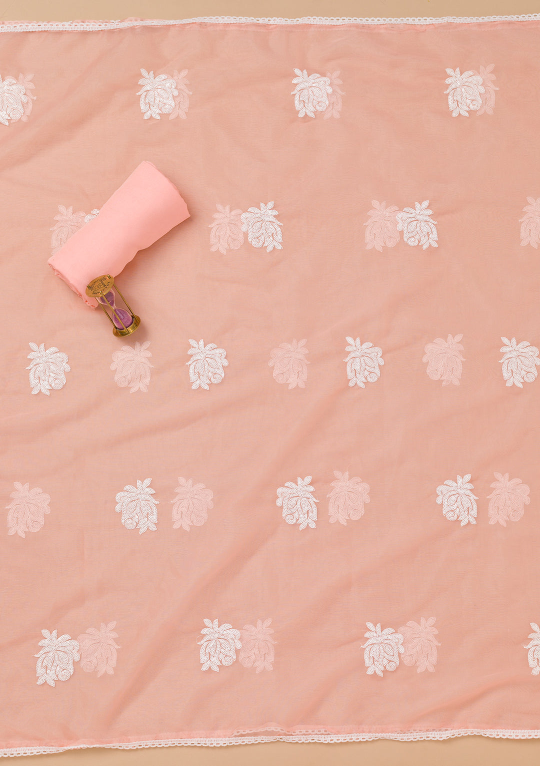 Peach Printed Tissue Unstitched Salwar Suit