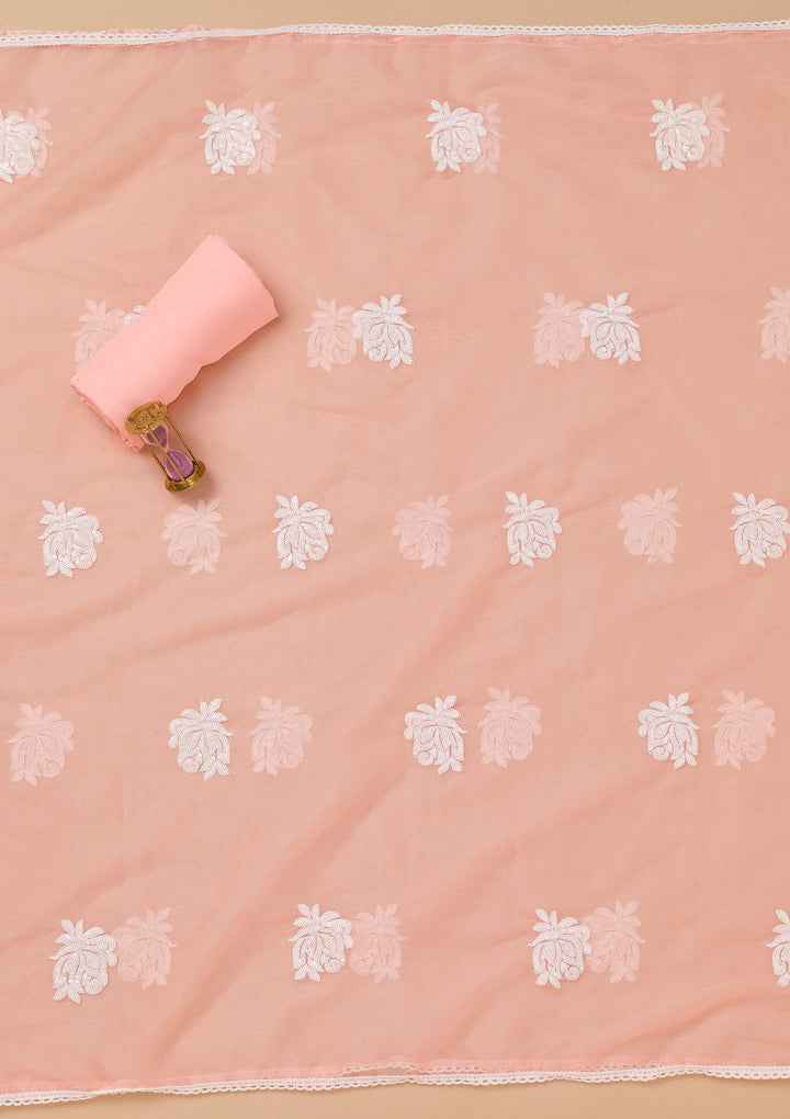 Peach Printed Tissue Unstitched Salwar Suit