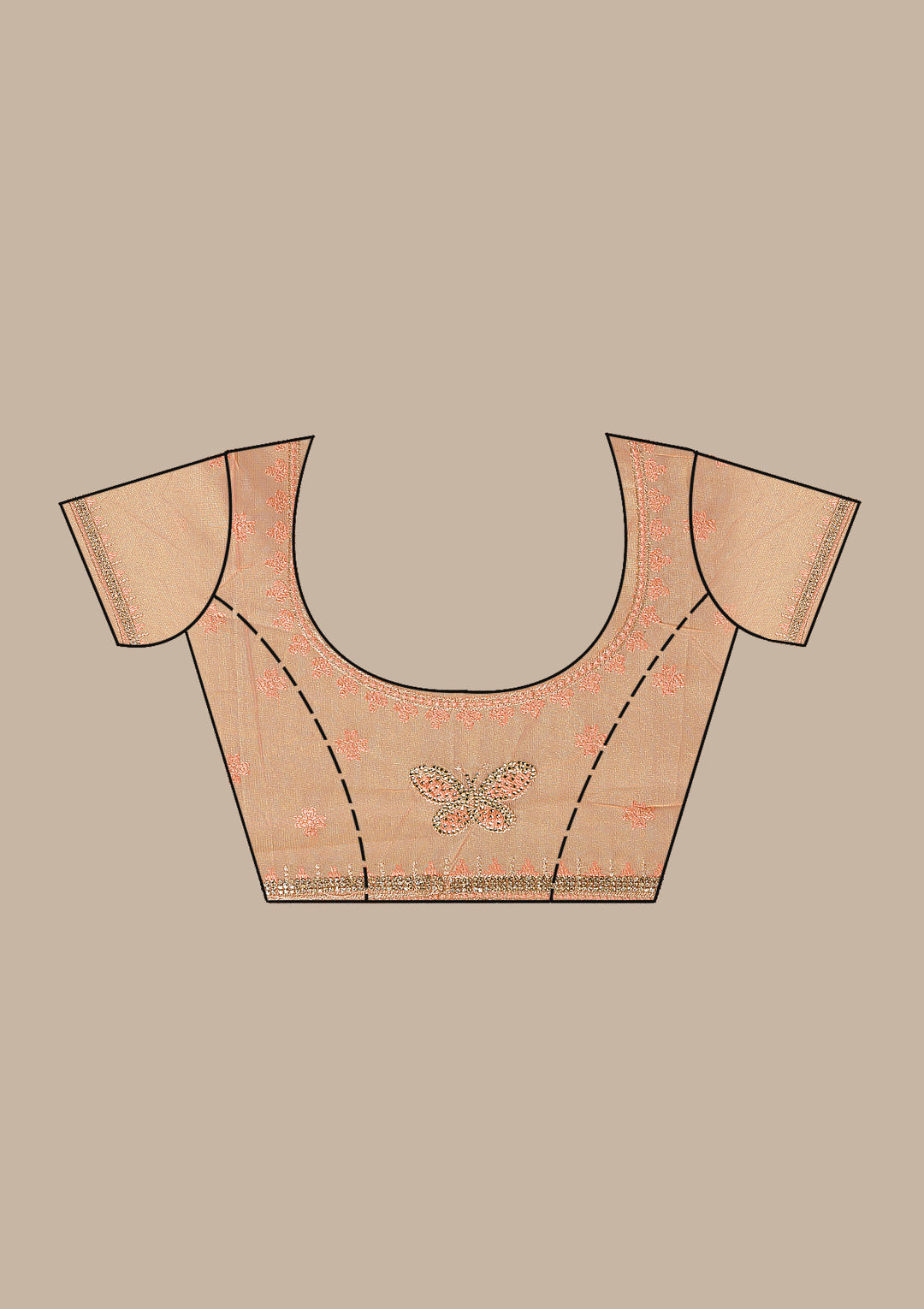 Rust Organza Gold Stonework Saree With Matching Blouse Piece