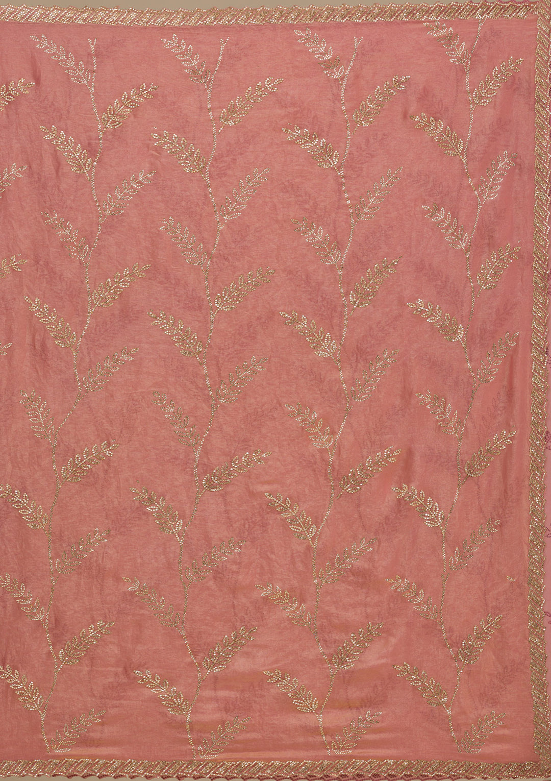 Peach Stonework Tissue Saree