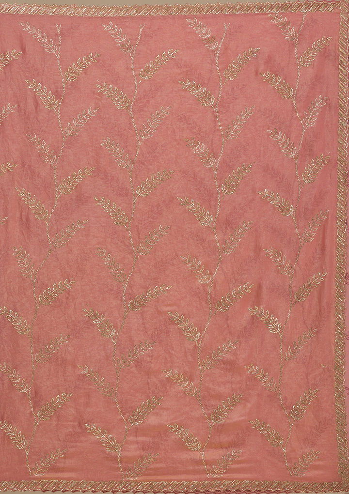 Peach Stonework Tissue Saree