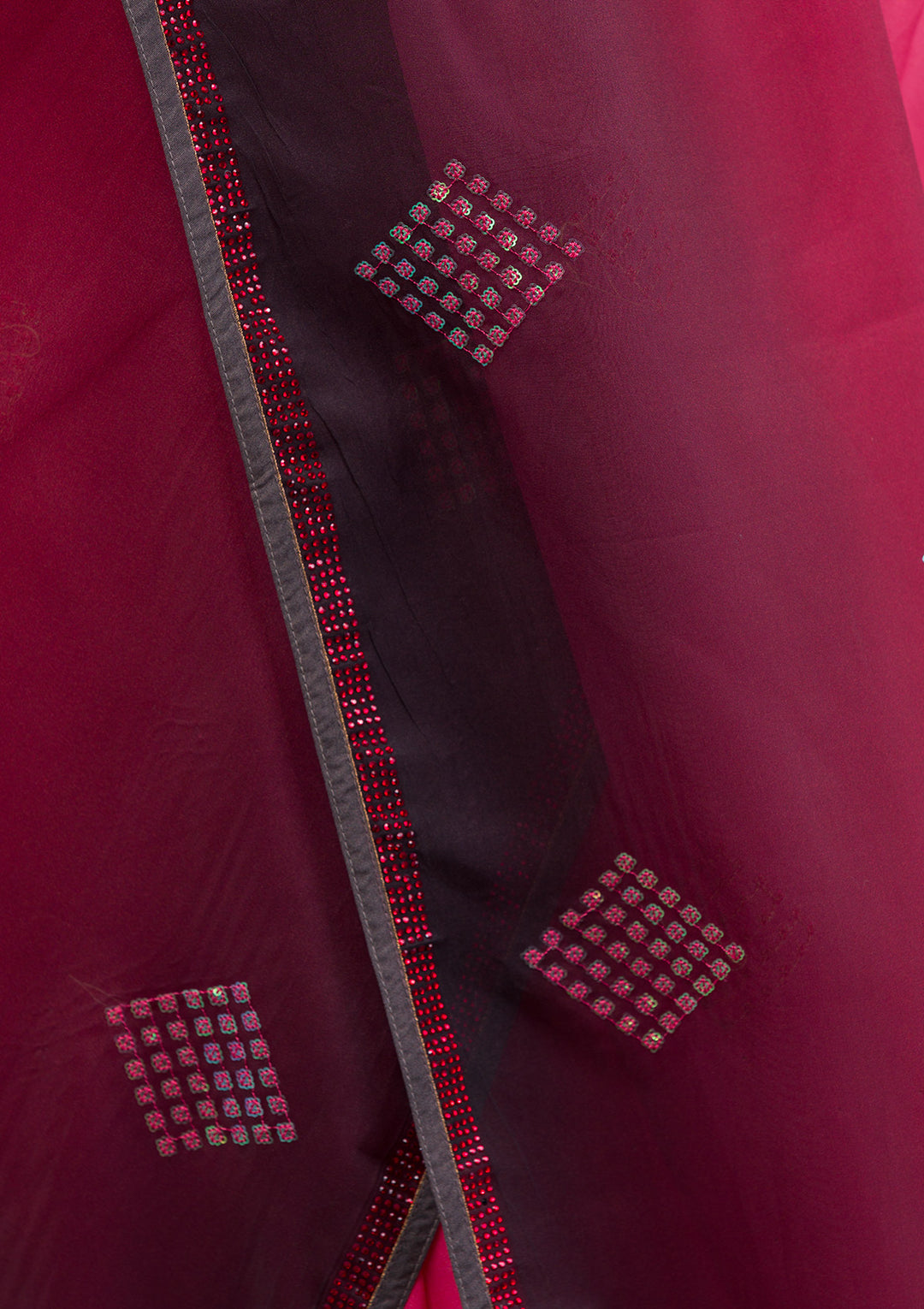 Peach Satin Swarovski Saree With Matching Blouse Piece