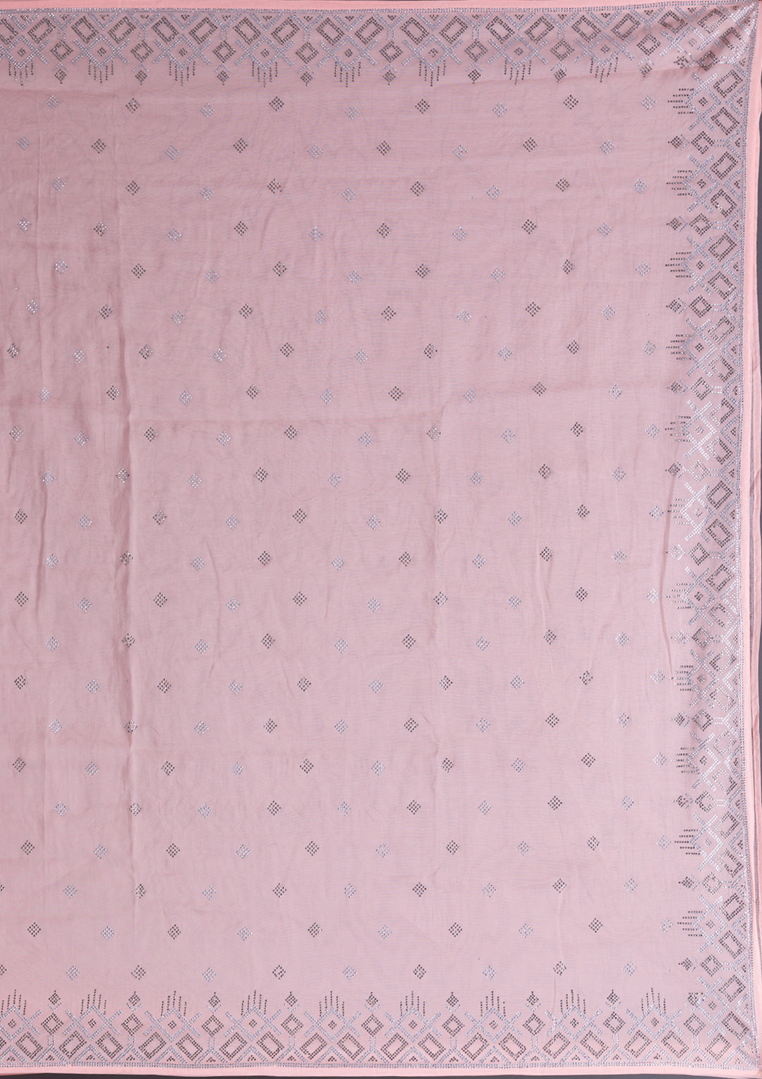 Peach Satin Swarovski Saree With Matching Blouse Piece