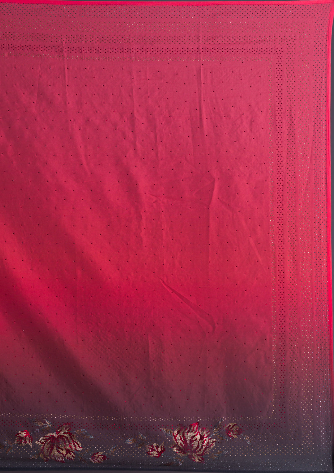 Peach Swarovski Satin Saree