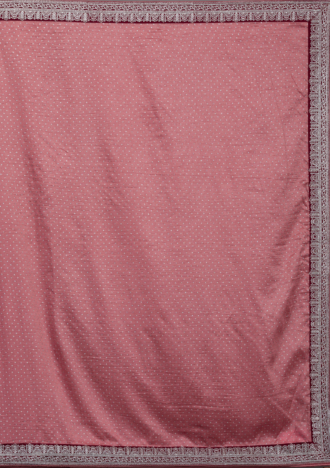 Peach Threadwork Raw Silk Saree