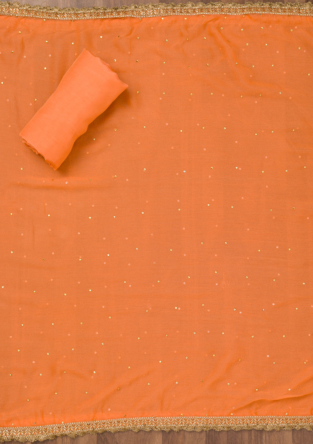 Peach Multi Organza Abstract Geometric Silver Zardozi Work Unstitched Dress Material With Matching Bottom And Dupatta