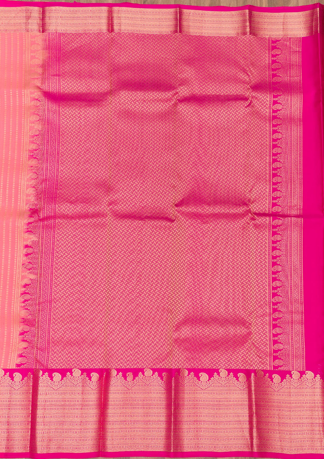 Peach Silk Buti Gold Zariwork Saree With Matching Blouse Piece