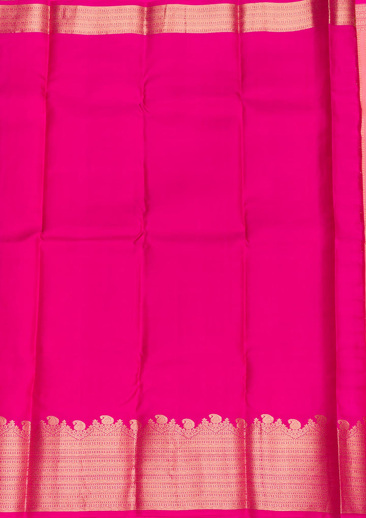 Peach Silk Buti Gold Zariwork Saree With Matching Blouse Piece
