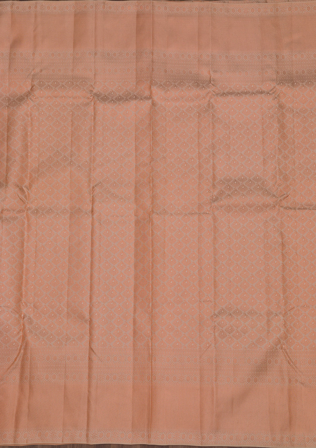Peach Silk Jaal Antique Zariwork Saree With Matching Blouse Piece