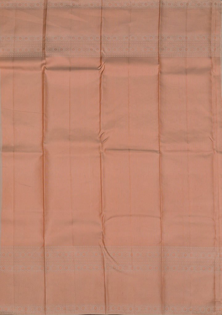 Peach Silk Jaal Antique Zariwork Saree With Matching Blouse Piece